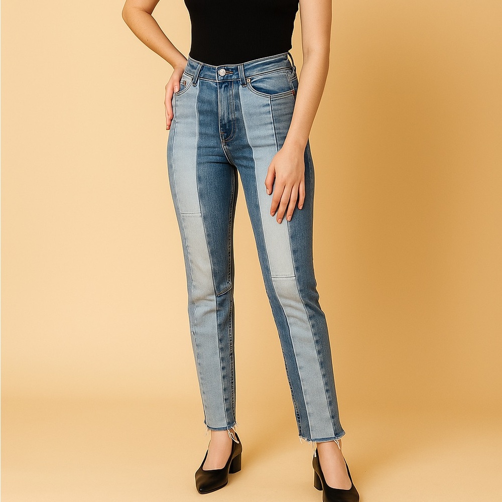 Blank NYC Women's blue patchwork Straight Leg Jeans